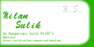 milan sulik business card